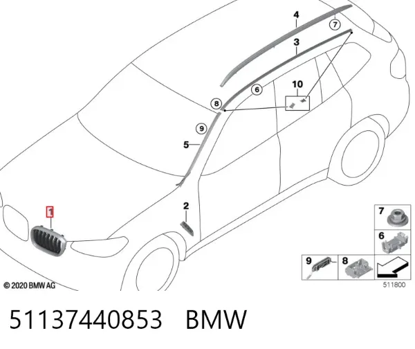 Grelha do radiador 51137440853 BMW