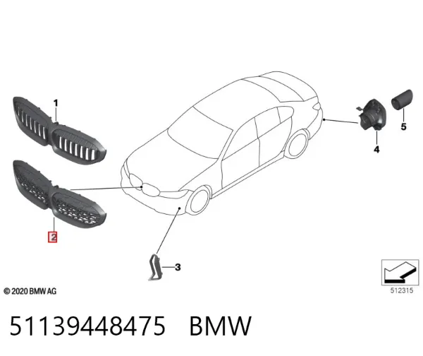 Grelha do radiador 51139448475 BMW