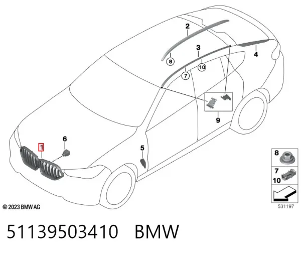 Grelha do radiador 51139503410 BMW