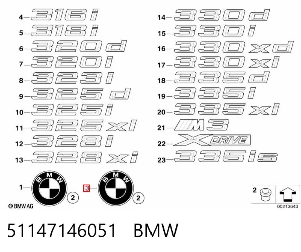 Emblema da capota 51147146051 BMW