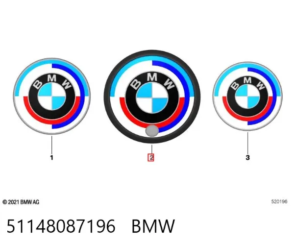 Emblema de tampa de porta-malas (emblema de firma) 51148087196 BMW