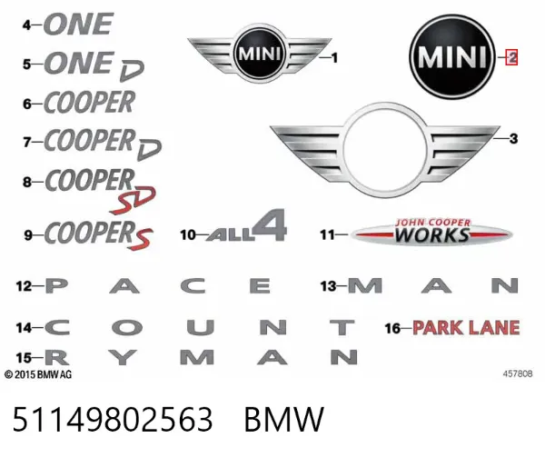 Emblema de tampa de porta-malas (emblema de firma) 51149802563 BMW