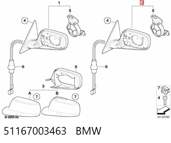Espelho de retrovisão esquerdo BMW 3 E46