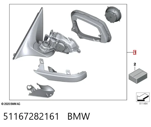 Espelho de retrovisão esquerdo BMW 7 F01, F02, F03, F04