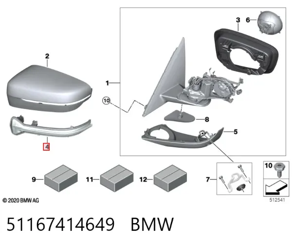 Pisca-pisca de espelho esquerdo 51167414649 BMW