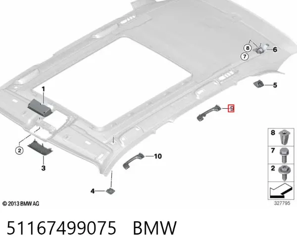 Puxador do teto de salão 51167499075 BMW