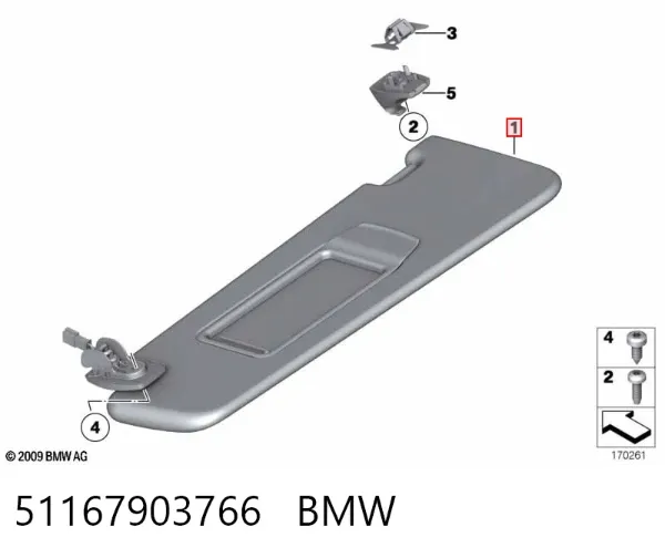 Pala contra o sol BMW 7 F01, F02, F03, F04