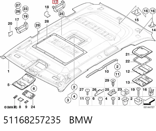 Puxador do teto de salão 51168257235 BMW