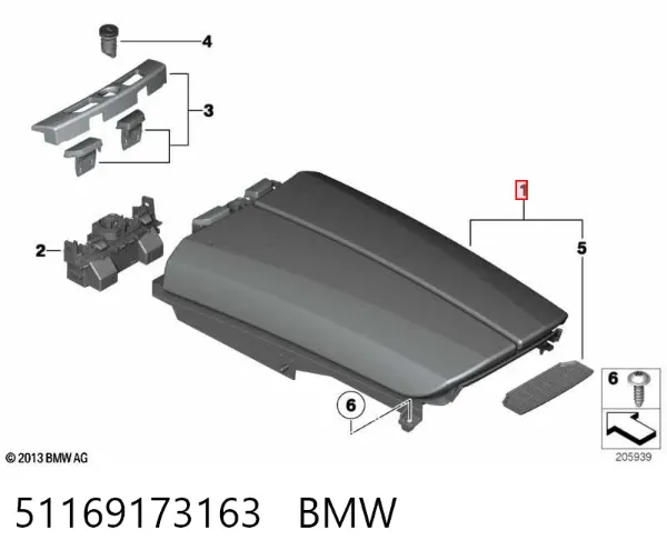 Braço de consola central 51169173163 BMW