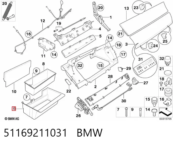 Caixa para porta-luvas (porta-luvas) BMW X5 E70