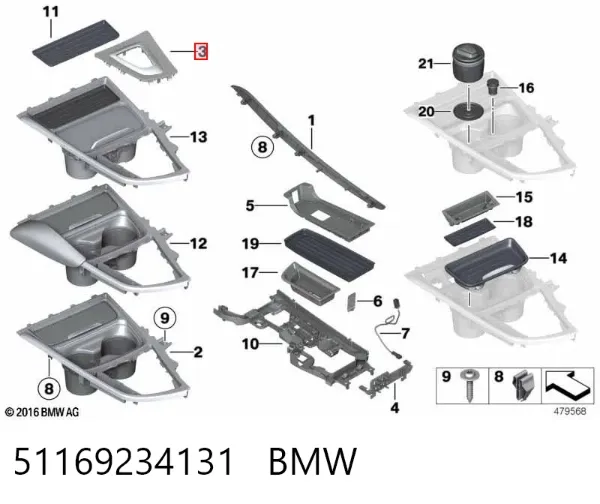 Placa sobreposta de concola da avalanca de mudança da Caixa Automática de Mudança 51169234131 BMW