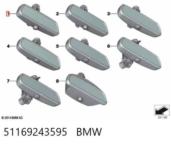 Espelho de salão interno BMW 7 F01, F02, F03, F04