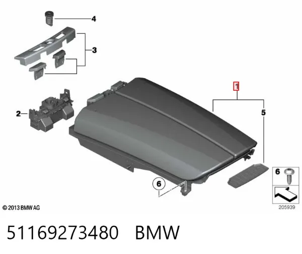 Braço de consola central BMW 7 F01, F02, F03, F04