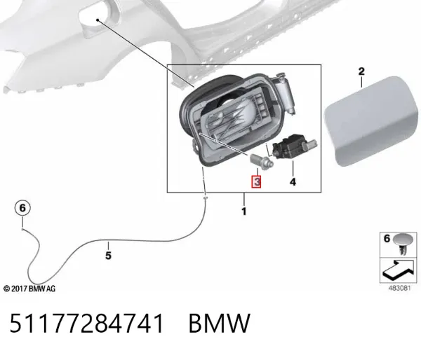 Grade de proteção do alcapão do tanque de combustível 51177284741 BMW
