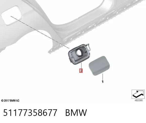 Caixa de gargalo de enchimento do tanque de combustível 51177358677 BMW