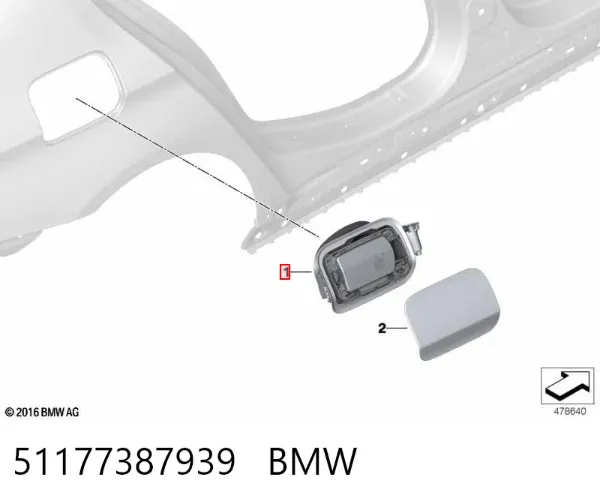 Caixa de gargalo de enchimento do tanque de combustível 51177387939 BMW