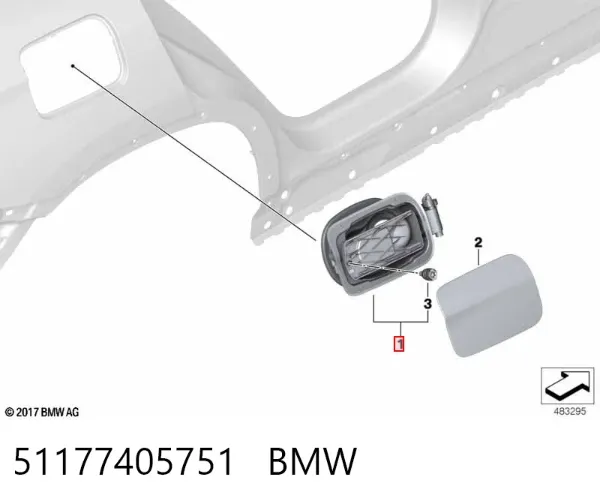 Caixa de gargalo de enchimento do tanque de combustível 51177405751 BMW