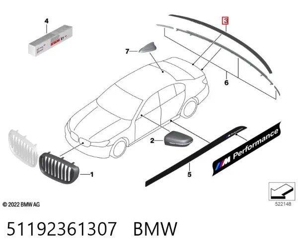 Spoiler de porta-malas (de 3ª/5ª porta traseira) 51192361307 BMW