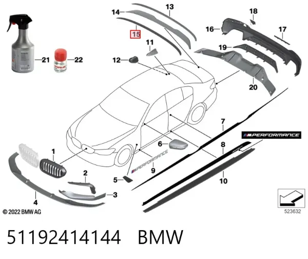 Spoiler de tampa de porta-malas 51192414144 BMW