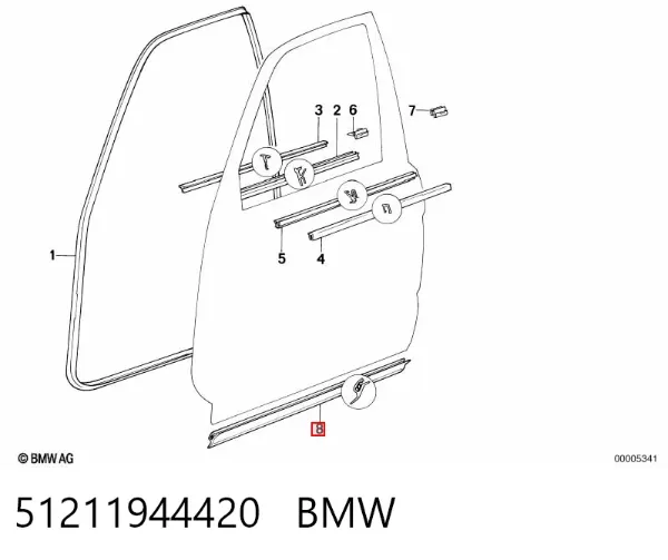 Placa sobreposta da porta dianteira direita 51211944420 BMW