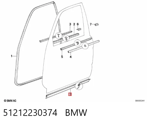Placa sobreposta da porta dianteira direita 51212230374 BMW