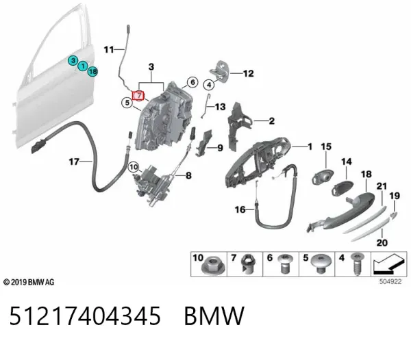 Dispositivo de segurança 51217404345 BMW