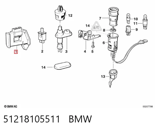 Gozno de garra (parte complementar) de fecho da porta dianteira 51218105511 BMW
