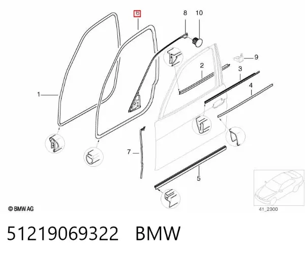 Compactador da porta dianteira (na porta) 51219069322 BMW