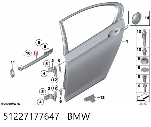 Limitador traseiro esquerdo de abertura de porta 51227177647 BMW