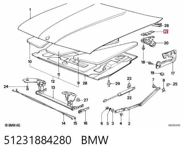 Pára-choque (grade de proteção) da capota 51231884280 BMW