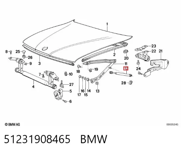 Amortecedor da capota 51231908465 BMW