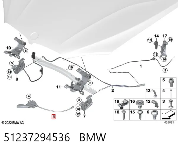 Puxador de abertura da capota 51237294536 BMW