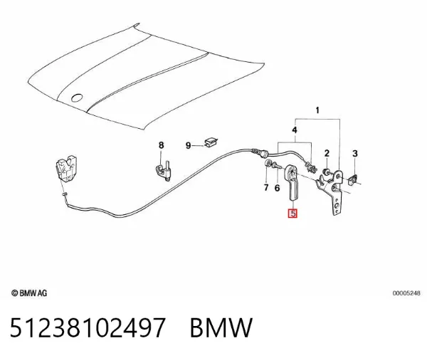 Puxador de abertura da capota 51238102497 BMW