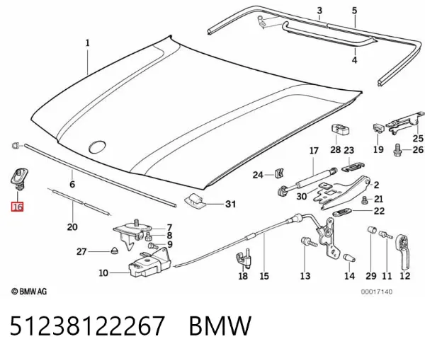 Fecho da capota 51238122267 BMW