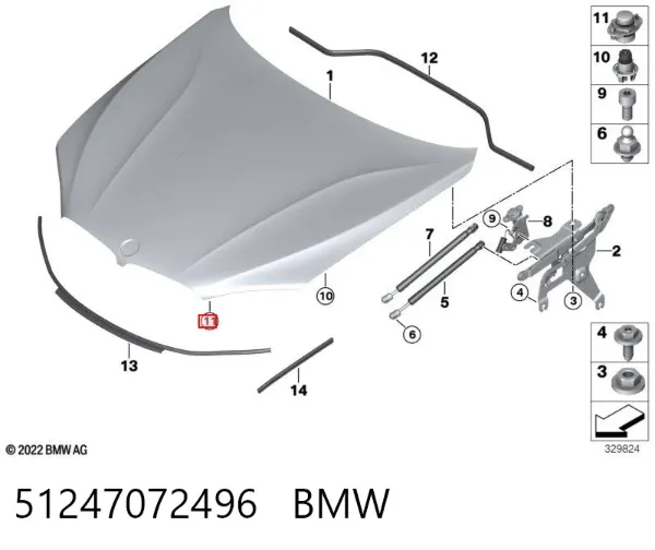 Pára-choque (grade de proteção) de tampa de porta-malas (de 3ª/5ª porta traseira) 51247072496 BMW