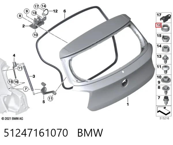 Porca de fixação de tubo de admissão do silenciador (de calças) 51247161070 BMW