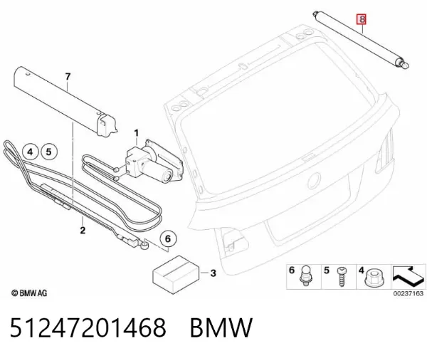 Amortecedor de tampa de porta-malas (de 3ª/5ª porta traseira) 51247201468 BMW