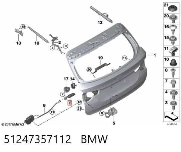 Fecho de tampa de porta-malas (de 3ª/5ª porta traseira) 51247357112 BMW