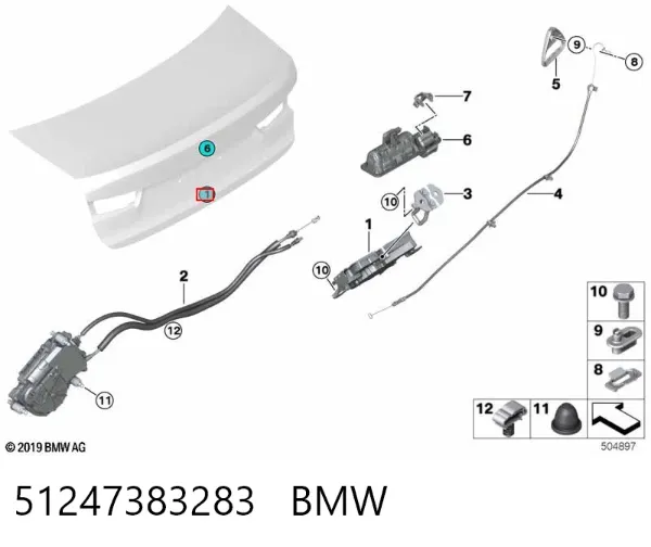 Fecho de tampa de porta-malas (de 3ª/5ª porta traseira) 51247383283 BMW
