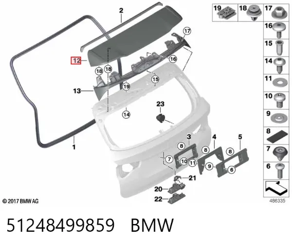 Spoiler de porta-malas (de 3ª/5ª porta traseira) 51248499859 BMW