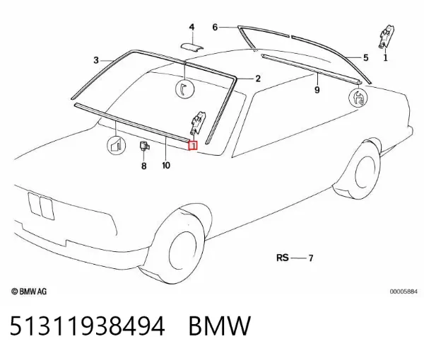 Cápsula (prendedor) de fixação de moldura de pára-brisas 51311938494 BMW