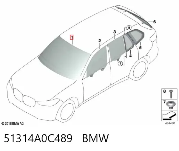 Pára-brisas 51314A0C489 BMW
