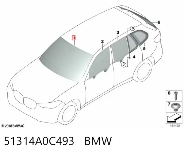 Pára-brisas 51314A0C493 BMW