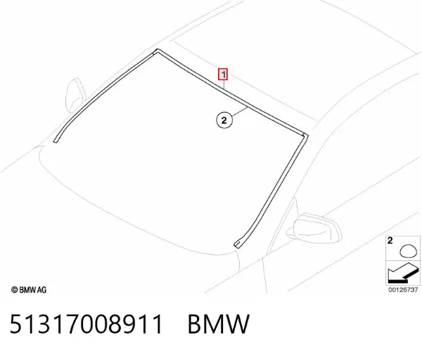 Moldura de pára-brisas 51317008911 BMW