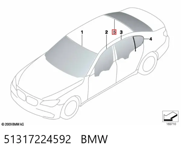 Vidro traseiro BMW 7 F01, F02, F03, F04