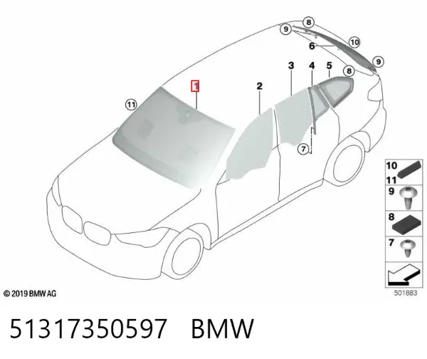 Pára-brisas 51317350597 BMW