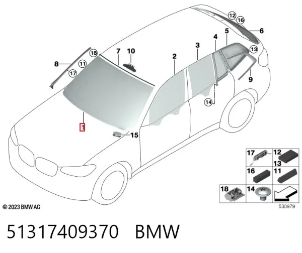 Pára-brisas 51317409370 BMW
