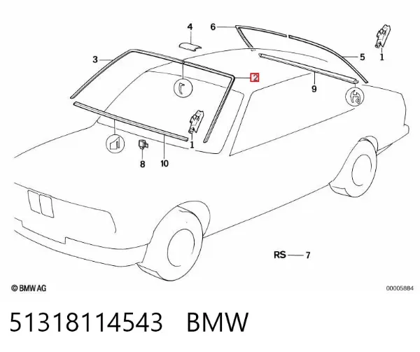 Moldura esquerda de pára-brisas 51318114543 BMW