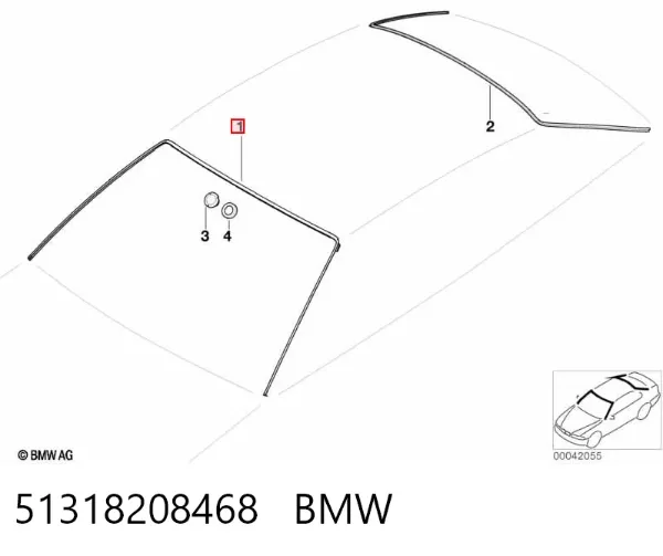 Moldura superior de pára-brisas 51318208468 BMW