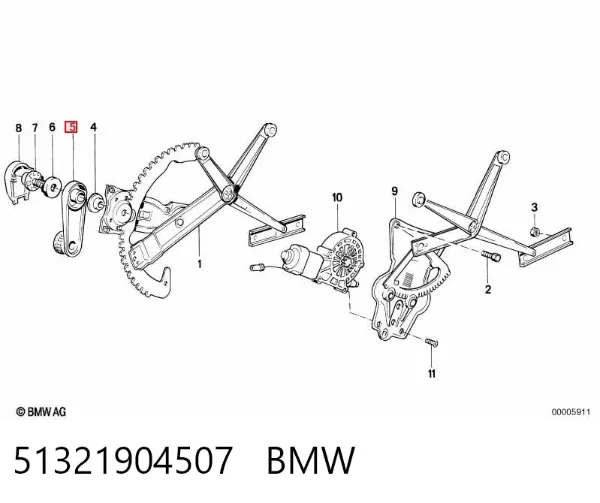 Puxador de acionamento de vidro da porta dianteira 51321904507 BMW